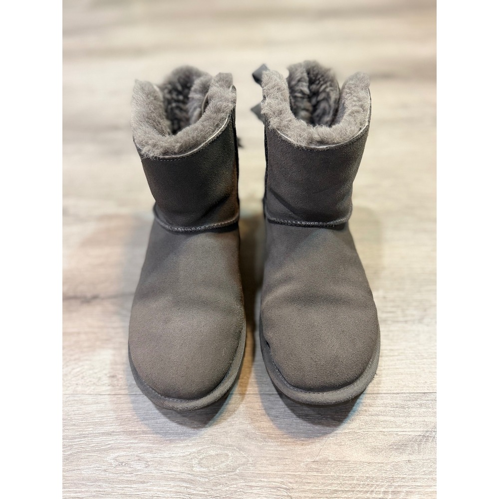 UGG Customizable Bailey Bow Mini Charcoal Boots Women's Size 7